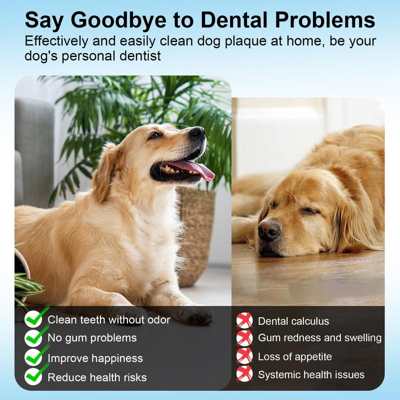 Ultrasonic Dog Plaque Remover Tool, 3 Modes Plaque and Tartar Remover for Dogs, Low Noise Sonic Dog Tartar Remover Dogs Plaque Remover with Toothbrush 2 Cleaning Head for Pet Dental Care, Black
