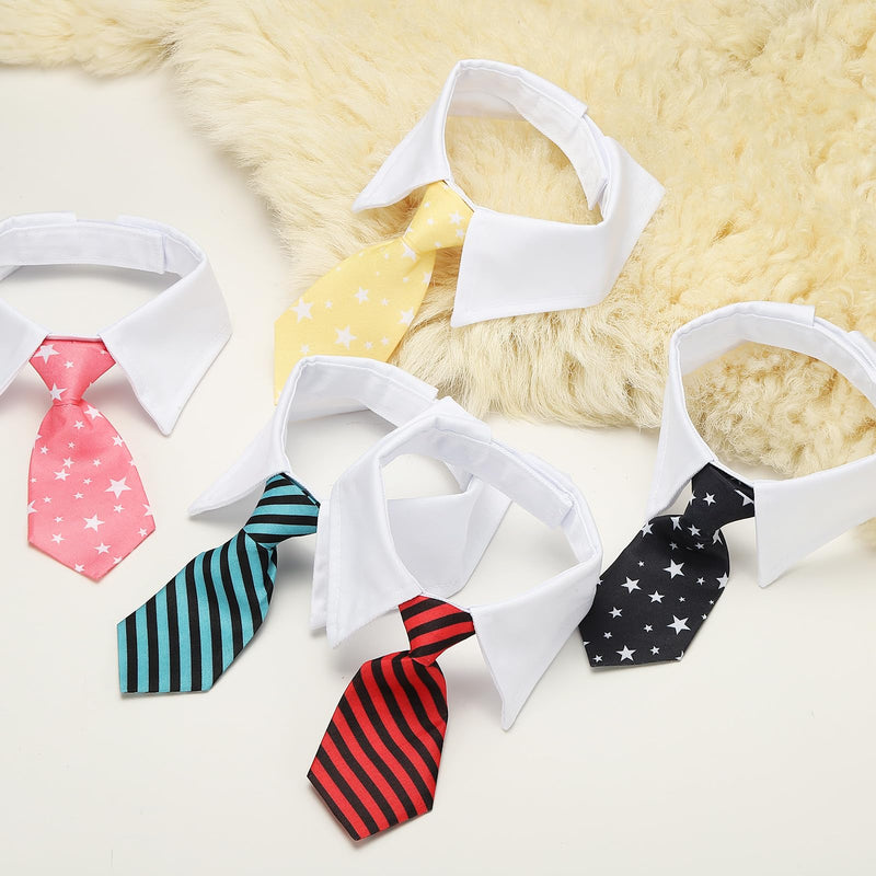 QUARKZMAN Cat Dog Tie with Collar Cute Tuxedo Bow Tie with Handmade Adjustable White Collar Formal Pet Cat Tie (Black & Yellow S) Suitable