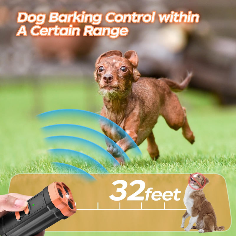 Dog Bark Deterrent Device 3X Ultrasonic Dog Bark Deterrent, 2500MAh Battery, 32FT Range, Rechargeable Anti Barking Device with Flashlight, Safe & Humane Dog Behavior Aids Indoor Outdoor Use - PawsPlanet Australia