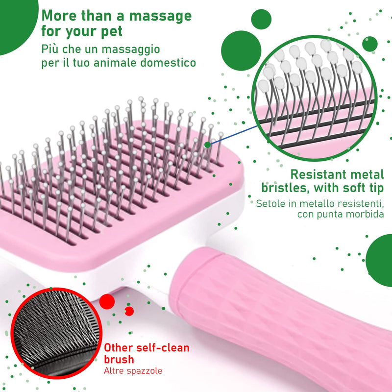 oft Brush for Dogs and Cats, Self-cleaning Pet Brush, Removing Dead and Excess Hair, does not scratch animal skin, pet supplies accessories, zero pain (Rose) pink