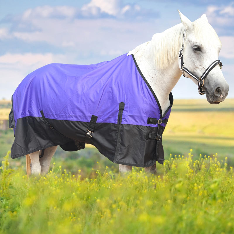 600 Denier Rip-Stop Horse Rain Sheet Lightweight Waterproof and Breathable Turnout Horse Blanket (No Fill) Violet/Black 72 72" - PawsPlanet Australia