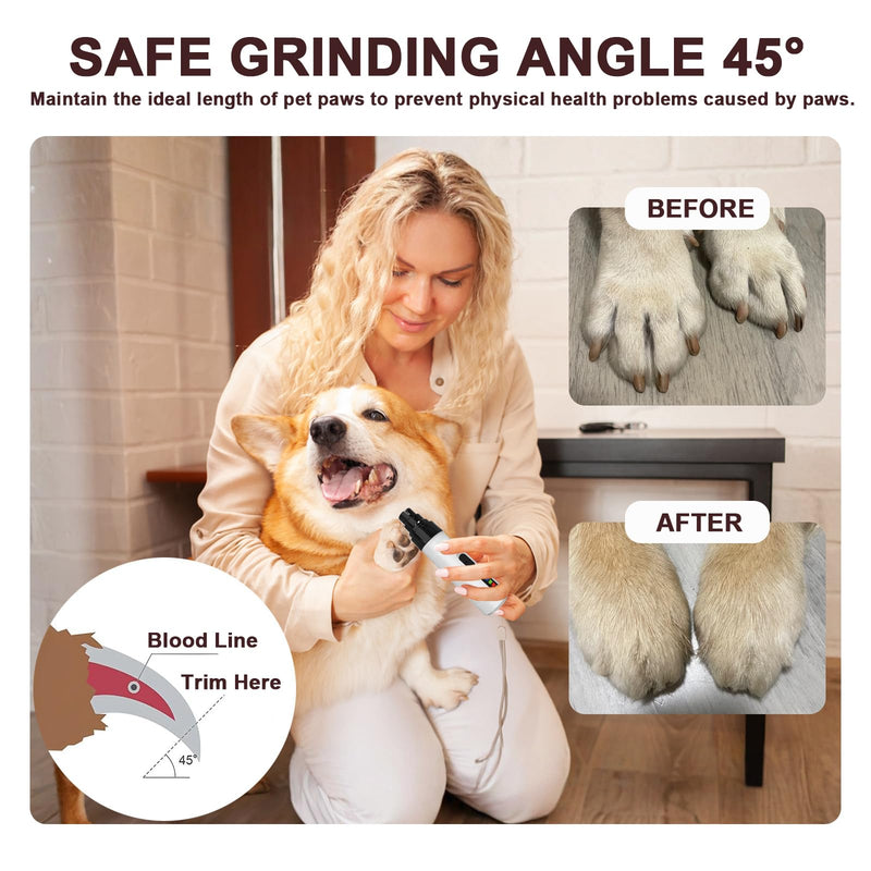 Dog Nail Grinder Upgraded,Professional 2-Speed Pet Nail Trimmer,Quiet and Low-Vibration Dog Nail Trimmers,and 3 Ports for Large,Medium,Small Pets with Hard or Thick Nail - PawsPlanet Australia