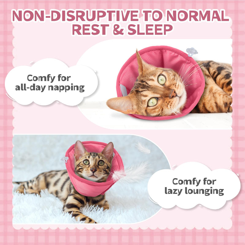 Cat Cone Collar, Soft Cat Cones, Lightweight Pet Recovery Collar For Cats Kittens Puppies After Surgery, Elizabethan Collar To Stop Licking, Adjustable Cat Surgery Collar Anti Scratch Pink M M(9.8-11.8")