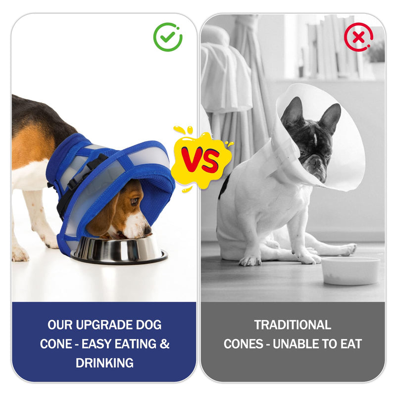Dora Bridal Dog Cone Collar for Small Dogs After Surgery, Soft Comfy Recovery Pet Cone Alternative, Adjustable Elizabethan Collar for Dogs to Stop Licking, Blue, S RoyalBlue