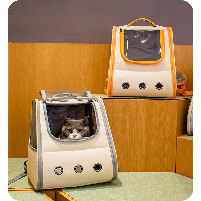 Foldable Travel Cat Backpack Carrier for Cats up to 8kg - Breathable, Ideal for Hiking, Camping, and Daily Adventures Yellow - PawsPlanet Australia