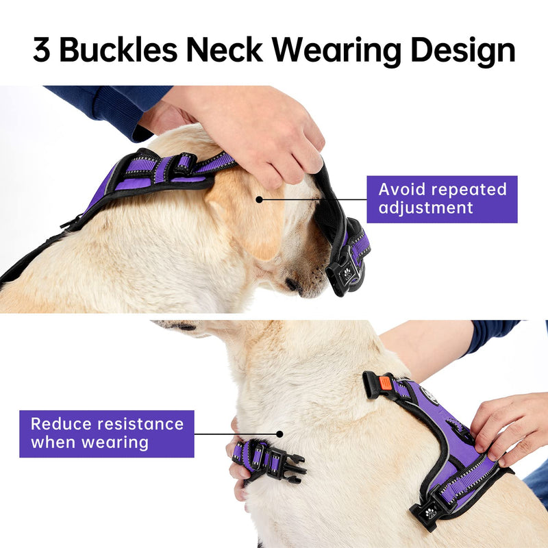 IVY&LANE No Pull Dog Harness for Small Dogs, Dog Vest Harness with Leash, Safety Belt and Storage Strap, Fully Adjustable Harness, 360° Reflective Strip, Soft Handle (Purple, S) Purple - PawsPlanet Australia