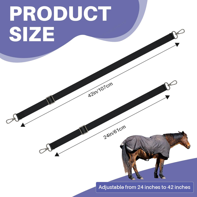 6 Packs Horse Blanket Leg Straps - Replacement Elastic Horse Blanket Straps Replacement with Double Swivel Snaps,Adjustable Length 24 to 42 Inches - PawsPlanet Australia