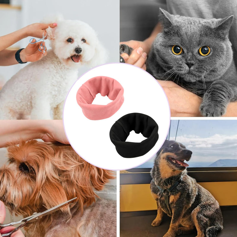 2 Pcs Dog Ear Defenders,Dogs Ear Muffs Noise Protection for Anxiety Relief,Pet Ears Protector,Ears Protectors for Bath Drying,for Cold Weather Protection (Pink and Black)