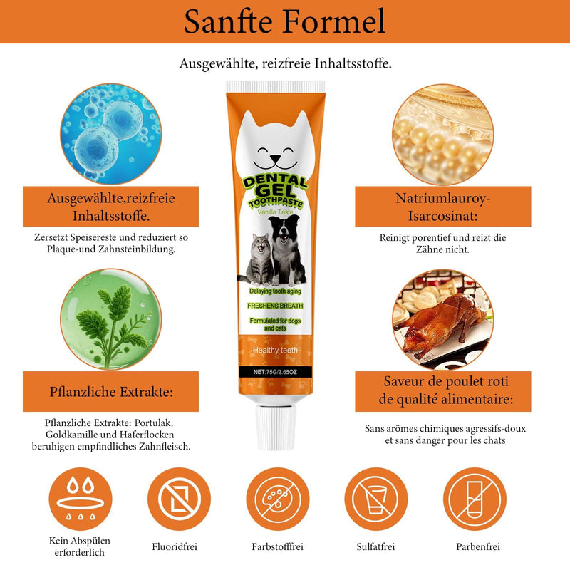 Cat Dental Care Set with Cat Toothpaste, Toothbrush Cats and Finger Toothbrush, Toothpaste Cat Gentle Formula, Helps Reduce Plaque, Fresh Breath, for Dogs and Cats