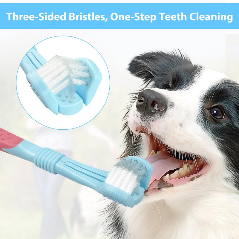 10 Piece Dog Toothbrush Set, 6 Finger Toothbrushes Dog, 1 Three-sided & 2 Double Head Toothbrush & 1 Round Toothbrush for Full Dental Care, for Small, Medium and Large Pets