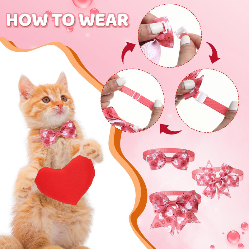 Ceenna 120 Pcs St. Patrick's Day Dog Bow Ties Collar Bulk Shamrock Irish Bowties Red Pink Valentine‘S Day Cat Ties Collars Adjustable for Pet Dog Puppy Festival Hair Bow Grooming Accessories - PawsPlanet Australia