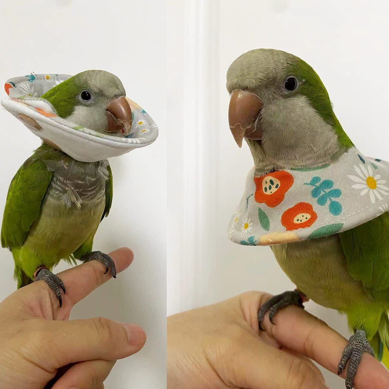 Bird Collars for Monk Parakeets, Quaker Parrot Feather Plucking Soft Collar, Parrot Recovery Cones Sun Conure Neck Feather Protection Anti-Bite Collar with Hanger Flower - PawsPlanet Australia
