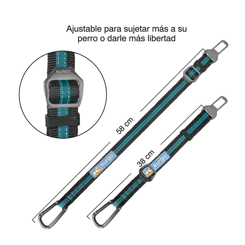 Kurgo Direct to Seatbelt Tether for Dogs, Dog Seat Belt for Car, Adjustable Dog Safety Belt Leash, Quick & Easy Installation, Works with Any Pet Harness, (Carabiner Clip, Coastal Blue) 1 Pack Regular