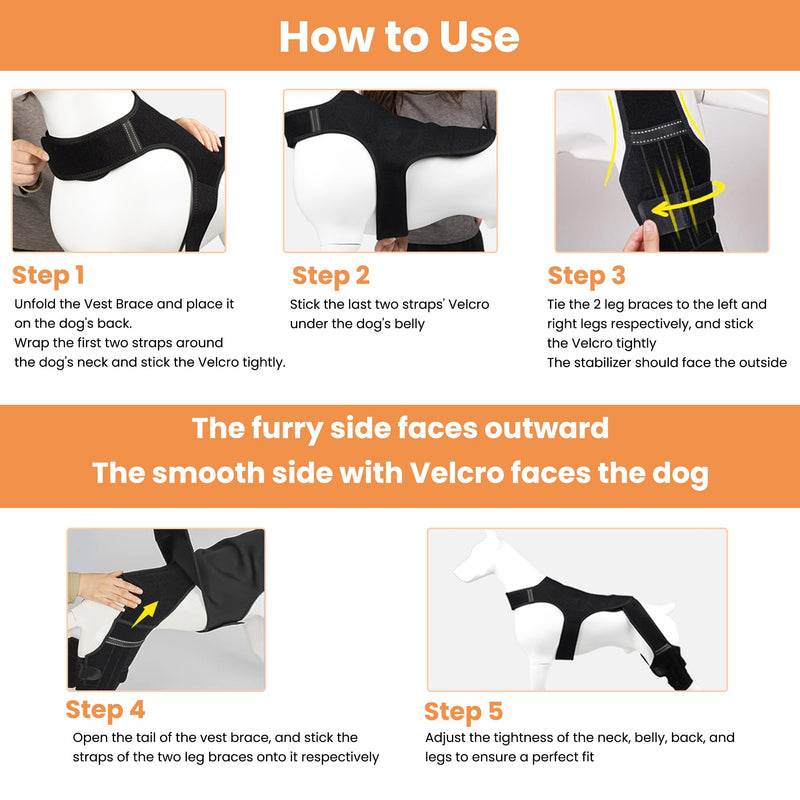Dog Knee Brace for Torn Acl Hind Leg - Dog Back Legs Supports with 2 Stabilizers to Reduces Pain for CCL Injury, Hip Dysplasia & Joint Pain Relief, Adjustable Soft Breathable Leg Braces, M