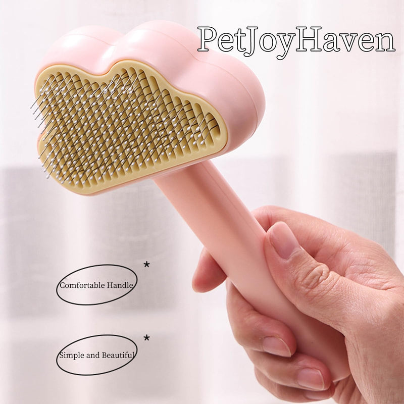 Adorable Cloud-Shaped Universal Pet Grooming Brush for Dogs and Cats - One-Click Hair Removal, Safe Rounded Pin Design - Ideal for Shedding Tool of Long and Short Haired Pets (Purple) Purple