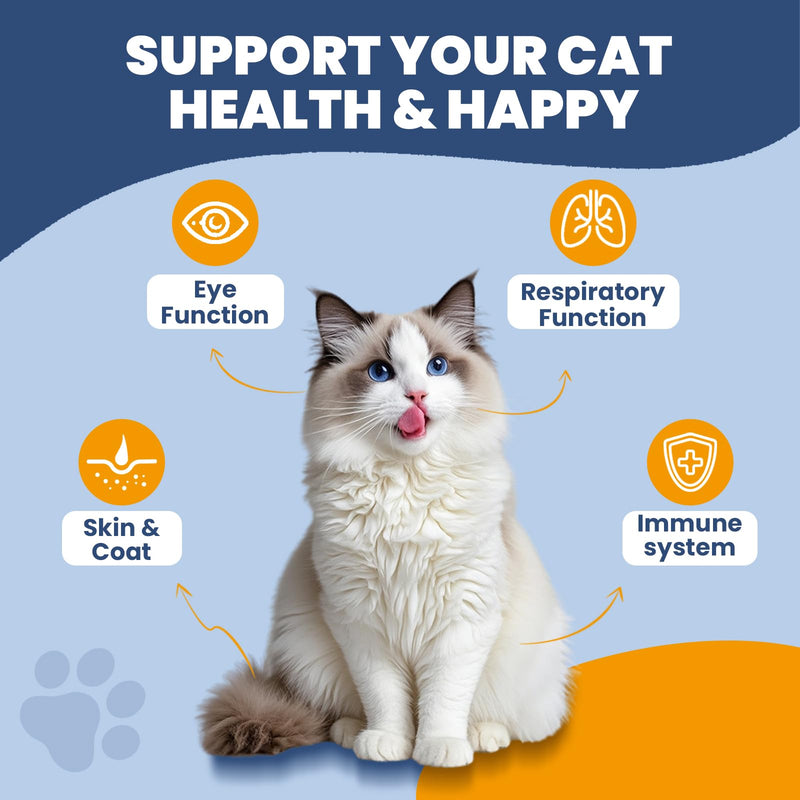 L-Lysine for Cats - Lysine for Cats - Immune System, Normal Eye Function and Respiratory Health - Cat Lysine Paste with Taurine, Omega-3, Vitamins - 60ML, Chicken Flavor