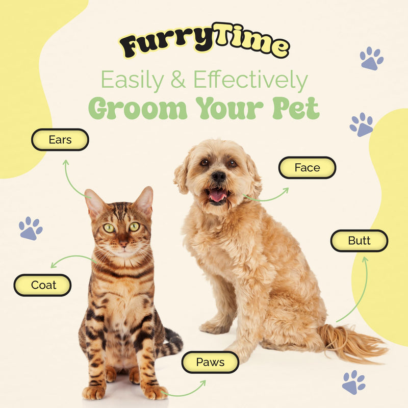 FURRYTIME Pet Cleaning Glove Wipes for Dogs & Cats, 30 Gloves, Hypoallergenic Pet Wipes Disposable No-Rinse Grooming, Extra Thick Bathing Wipes, Pet Dry Cleaning Paws, Coat, Ears, Eye Area, Butt - PawsPlanet Australia