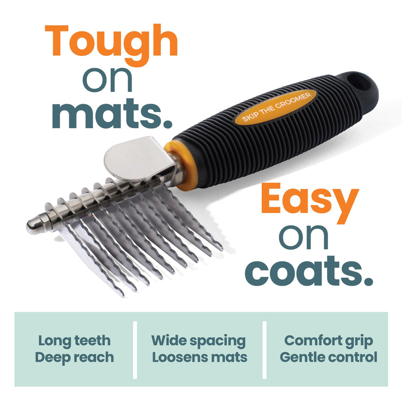 Rake Brush for Dogs, Dematting Tool for Goldendoodles, Poodles & Doodles – Rescue Essential with Long Smooth-Edged Teeth for Thick Coats, Deshedding & Mat Remover – Skip the Groomer - PawsPlanet Australia