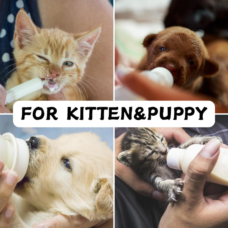 Pet Nursing Kit: 50ml Kitten and Puppy Feeding Bottle with 4 Syringes and 4 Nipples for Newborn Baby Cats, Dogs, Rabbits, Hamsters - PawsPlanet Australia