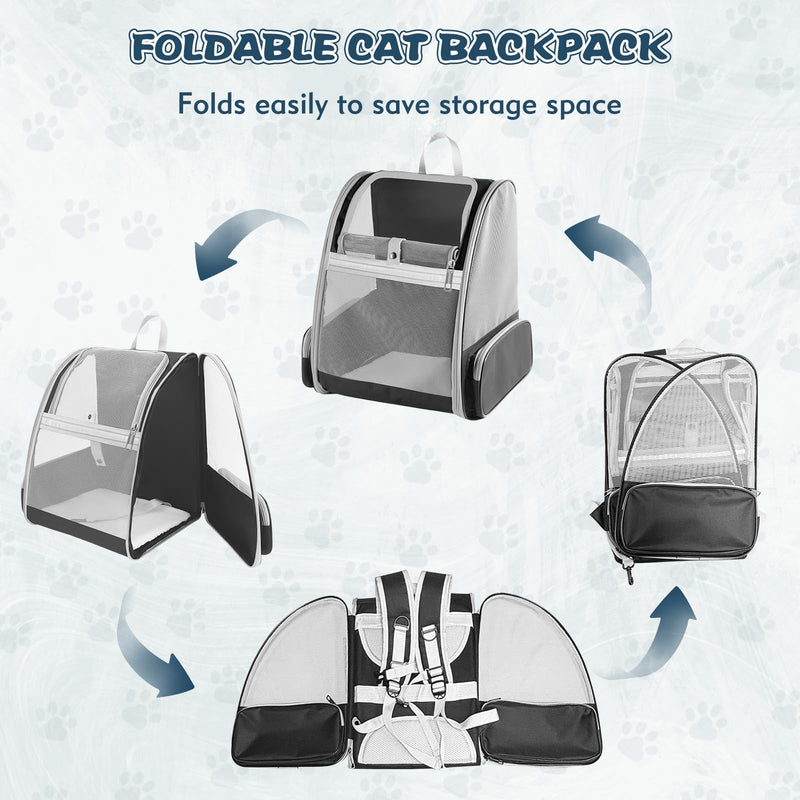 Cat Backpack Carrier, Pet Backpack Carrier Cats and Small Dogs, Collapsible Fully Ventilation Cat Backpack for Outdoors Hiking Camping Travel(up to 16.5lbs) - PawsPlanet Australia