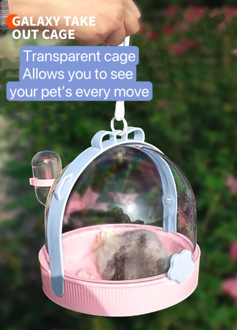 TUTU&LELE Small Animal Carrier, Travel Carry-Out Cage with Warm Plush Pads and Water Bottle can be Carried Both by Hand and Crossbody, Suitable for Dwarf Hamsters, mice, Hamsters (Blue) Blue - PawsPlanet Australia