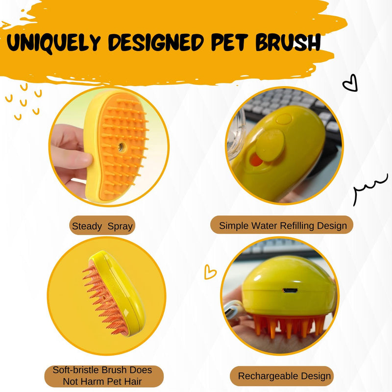 Cat Steam Brush,pet steam brush, 3 In1 Cat Grooming Tool,Cats Hair Steamer(YELLOW) YELLOW - PawsPlanet Australia