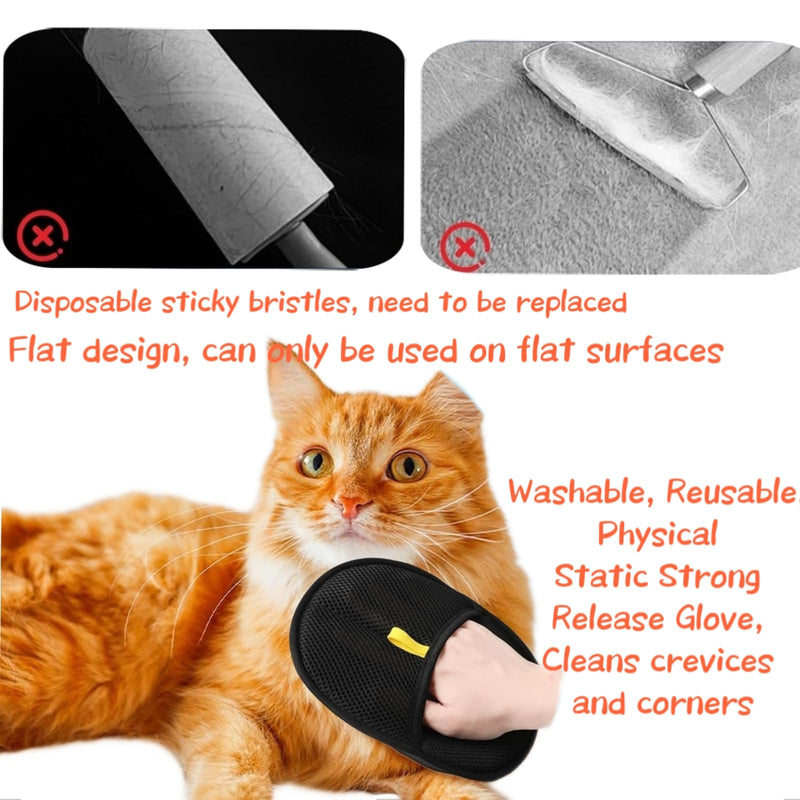 2-Pack Washable Pet Grooming Gloves – Electrostatic Deshedding Mitts for Dogs & Cats, Removes Fur from Furniture, Couches, Beds, Car Seats & Clothes – Reusable Cleaning Tool.. - PawsPlanet Australia