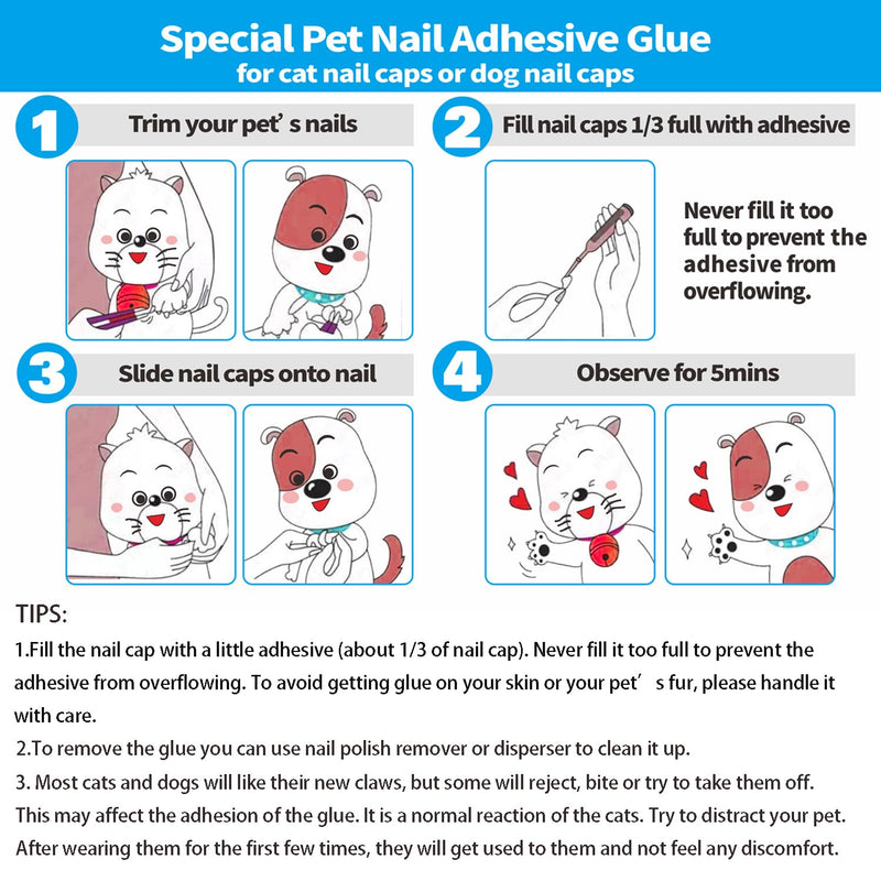 10pcs of Special Pet Nail Adhesive Glues & 20pcs of Applicator Tips for Cat Nail Caps and Dog Nail Caps 10pcs - PawsPlanet Australia
