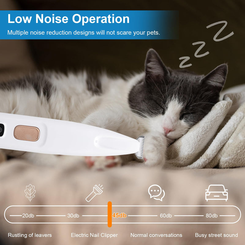 Cats Dog Trimmer with LED Light, Trimmer for Dogs Electric, Pets Hair Clippers for Cats Paws, Electric Pet Grooming Tool, Cordless, Low Noise Rechargeable Pet Shaver for Paws Eyes Ears Face Rump