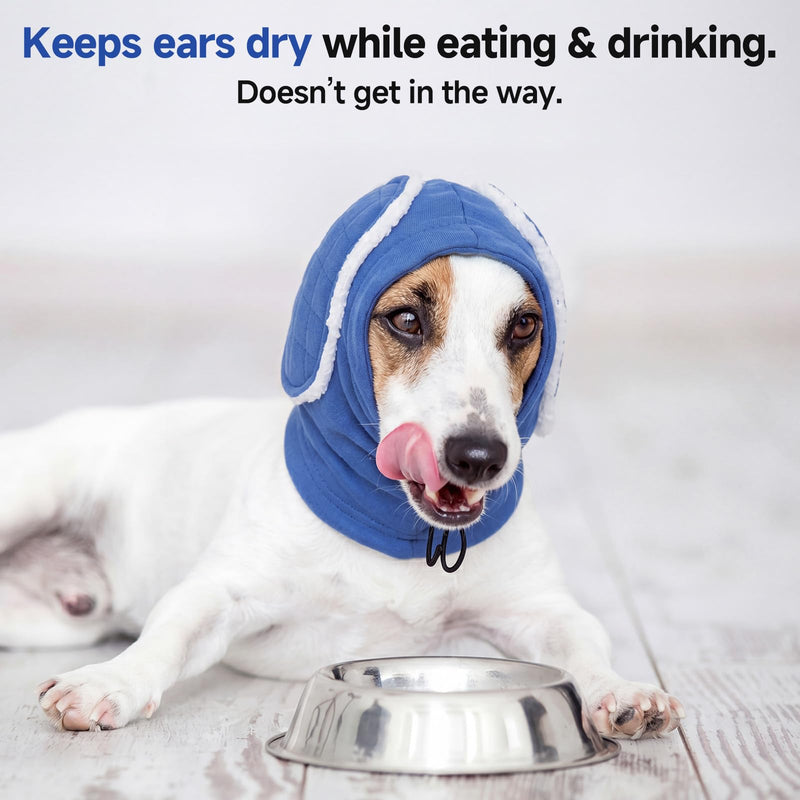 Dog Ear Muffs for Noise Protection – Dog Ear Defenders Calming Hoodie for Anxiety Relief, Anti Scratch Ear Wrap for Grooming Blow Drying Fireworks Thunder (Blue, S) Blue