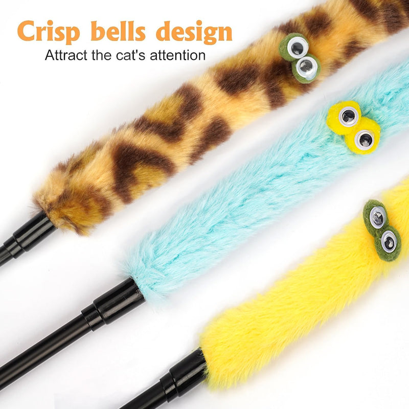 Cat Toys for Indoor Toys,Rainbow Cat Wand Toys,Feather Flips Plush Ball Cat Toys,Interactive Feather Toy for Teaser Play and Chase Exercise with Kitten 6 Pack pack 6 - PawsPlanet Australia