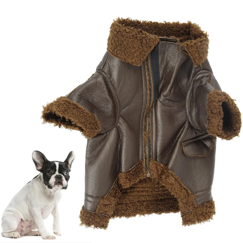 Dog Leather Jacket, Dog Winter Leather Coat Warm for Small Medium Large Dogs for Cats for Winter for Outdoor (M)
