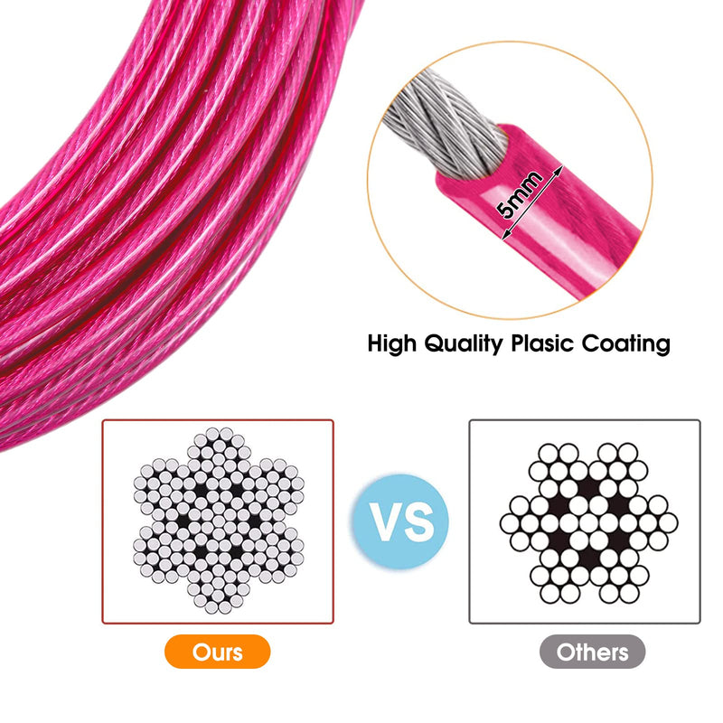 Dog Tie Out Cable for Dogs Outside Up to 125lbs,30/50FT Long Dog Leashes&Chains,Small-Large Dogs Runner Cable for Yard ,Heavy Duty Dog Lead Line for Outdoor,Camping,Park 125lbs 50FT Rose Red - PawsPlanet Australia