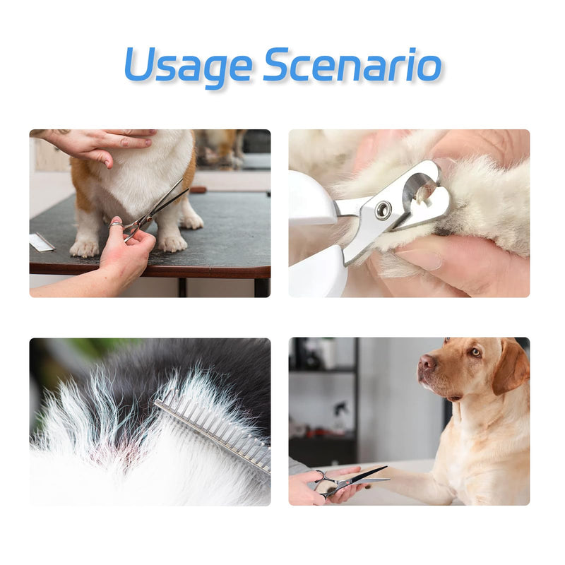 6-piece set of pet grooming scissors and nail clippers - professional dog and cat nail clipper set, equipped with grooming scissors and nail clippers - suitable for pet dogs and cats - PawsPlanet Australia