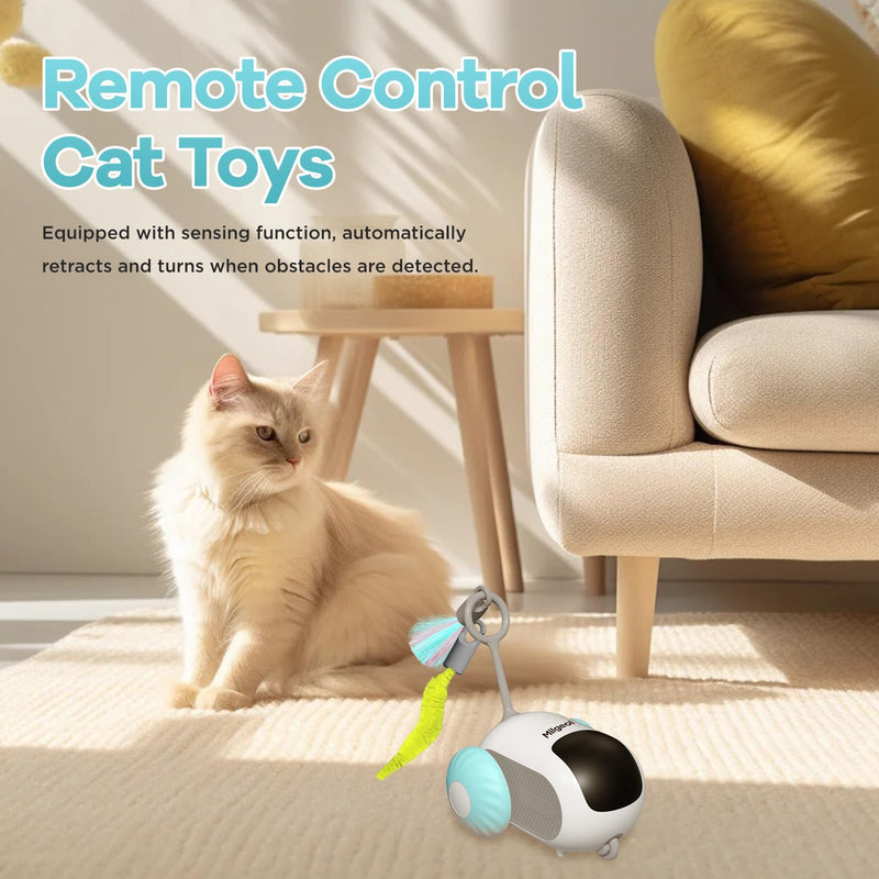 Turbo Tail 3.0, Teazys Cat Toy Turbo Tail, Smart Remote Control Electric Interactive Cats Toy, Type-C Rechargeable Turbo Tail Mouse Cat Toy with Feathers (1pc Blue) 1pc blue - PawsPlanet Australia