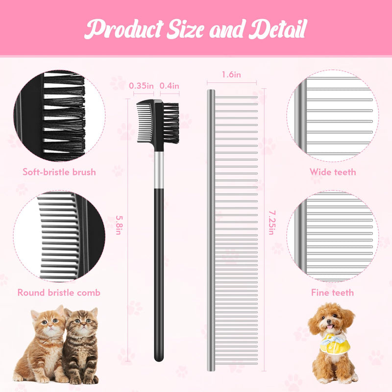6-Pack Flea Comb for Dogs and Cats, Fine & Wide Tooth Stainless Steel Lice Comb, Tick Removal Tool, Tear Stain Remover, Dematting Brush - Professional Pet Grooming Kit for All Types of Pets - PawsPlanet Australia