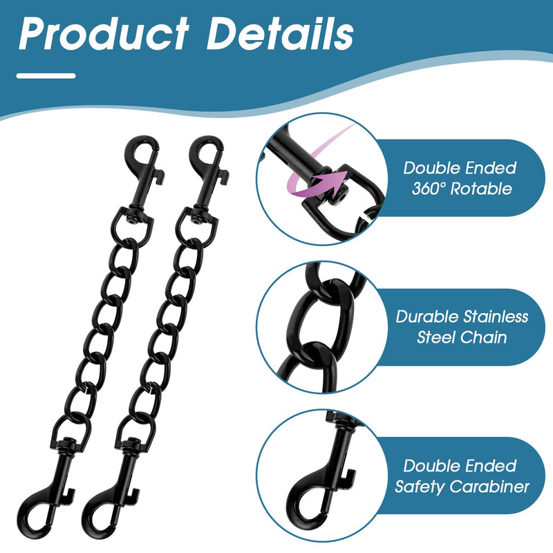 2 PCS Dog Collar Safety Clip Prong Collar Safety Clip Dog Harness Collar Connector 7.1inch Black Metal Double Ended Backup Dog Collar Clip for Dog Harness Chain Dog Necklaces Dog Strap - PawsPlanet Australia