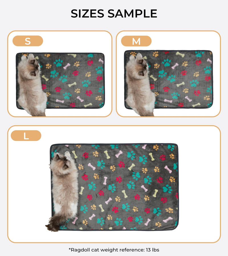 Luciphia 1 Pack 3 Blankets Fluffy Premium Fleece Pet Blanket Flannel Paw Bone Printed Throw for Dog Cat(Medium 30"x20", Grey) 30x20 inch (Pack of 3) Grey Bone - PawsPlanet Australia