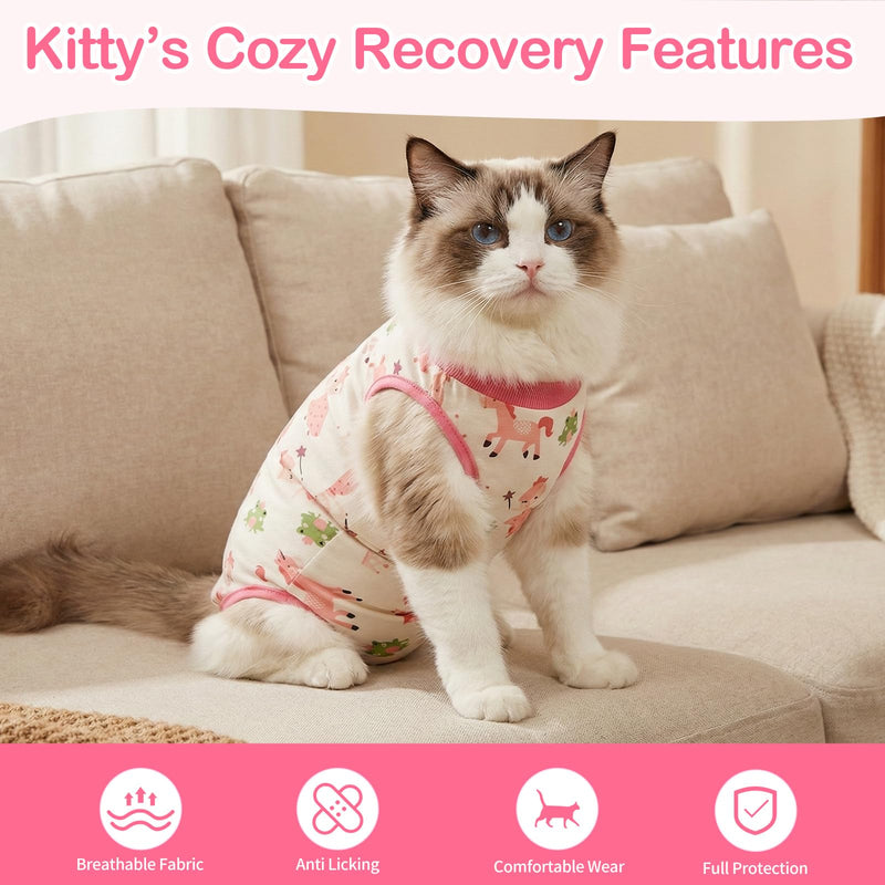2 PCS Cat Recovery Suit Cat Onesie for Cats After Surgery, Breathable Cats Surgery Recovery Suit for Female Spay & Abdominal Wounds, Kitten Surgical Onesie Body Suit Anti Licking Cone Alternative