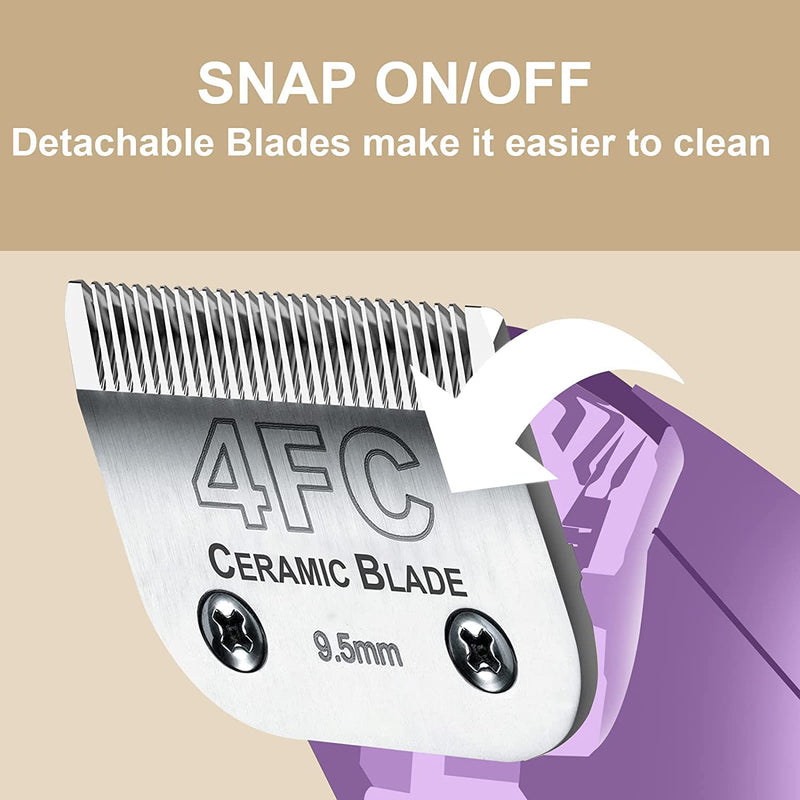 Detachable Pet Dog Clipper Blades,Compatible with Andis Size 4FC Cut Length 3/8"(9.5mm),Most Oster A5,Wahl KM Series Clippers,Made of Ceramic Blade & Stainless Steel Blade 4FC 9.5mm - PawsPlanet Australia