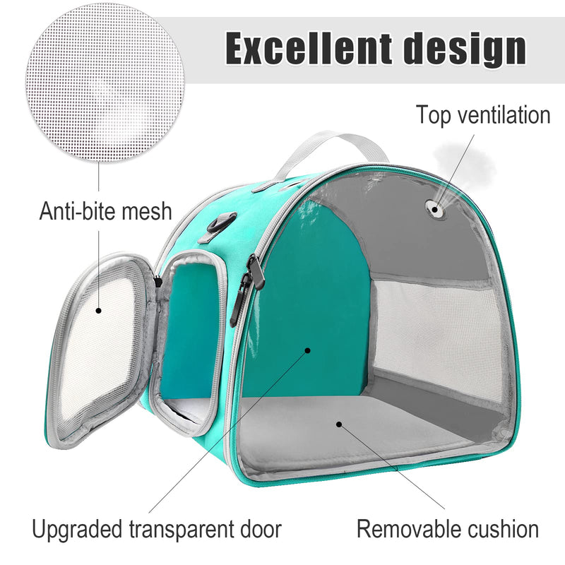 Small Animal Carrier Bag, Upgraded Portable Guinea Pig Carriers, Transparent Hamster Carrying Case, Reptile Rat Rabbit Bearded Dragon Hedgehog Carrier Bag for Travel, Hiking, Walking, Outdoor (Green) Green
