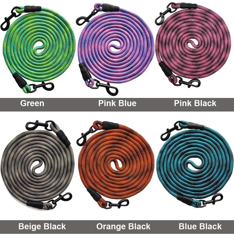 BTINESFUL 8ft/12ft/20ft/30ft/50ft Tie-Out Check Cord Long Rope Dog Leash, Recall Training Lead Leash- Great for Large Medium Small Dogs Training, Playing, Camping, or Backyard 20ft Green - PawsPlanet Australia