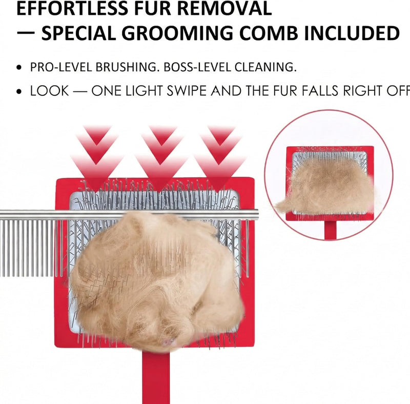 Slicker Brush for Dogs, Large Long Pin Dog Grooming Brush for Doodles Goldendoodles Poodles Labradoodle Bernedoodles, 3 Pcs Wooden Handle for Mats Tangles - Red