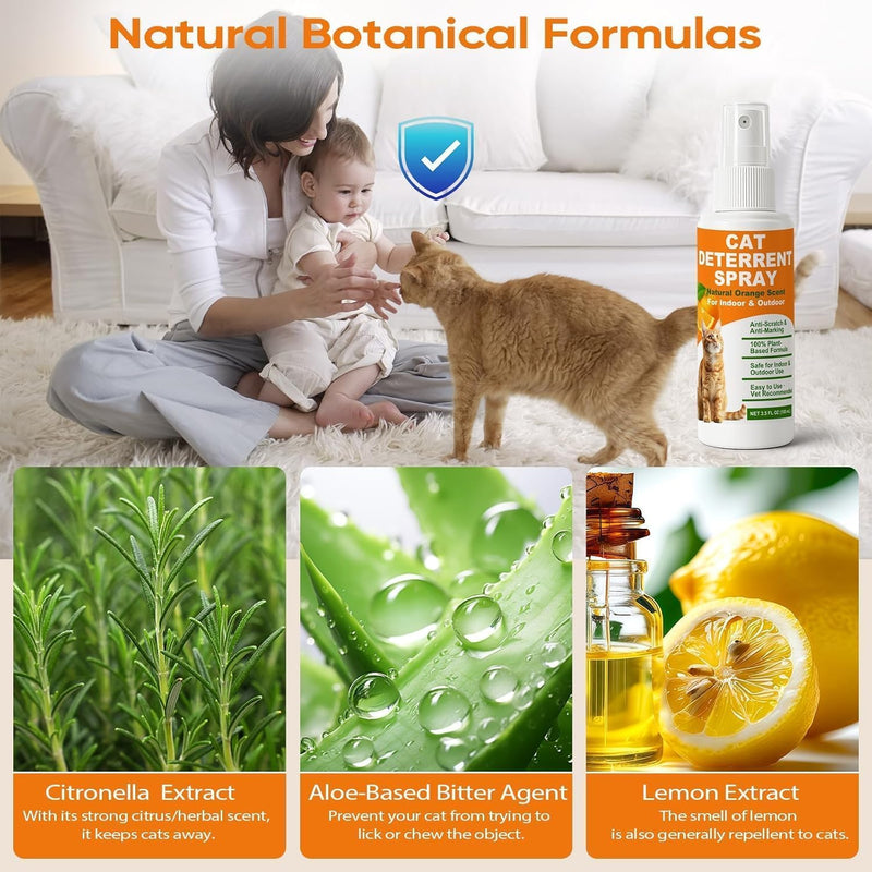 Cat Deterrent Spray 2 Pack, Natural Non-Toxic Plant Based Anti-Scratch & Anti-Marking Spray for Cats & Kittens, Orange Scent Pet Training Aid, Safe for Pets, Indoor Outdoor Furniture, Protector - PawsPlanet Australia