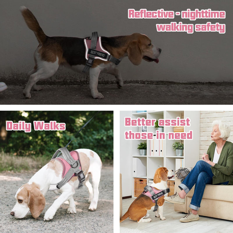 AUROTH Dog Harness and Leash Set, Soft Padded Service Dog Vest with 5.25FT Dog Leash, No Choke, Easy On Pet Vest, Adjustable Reflective No Pull Dog Harness for Large Dogs, Easy Walking and Training X-Large Leash Set-Pink - PawsPlanet Australia