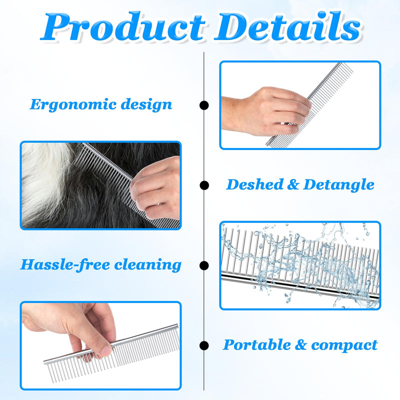 3 PCS Metal Dog Comb, 3 Size Stainless Steel Comb for Dog Grooming, Flea Combs for Cats Dogs, Flea Removal Tool for Long, Short, Curly Hair - PawsPlanet Australia
