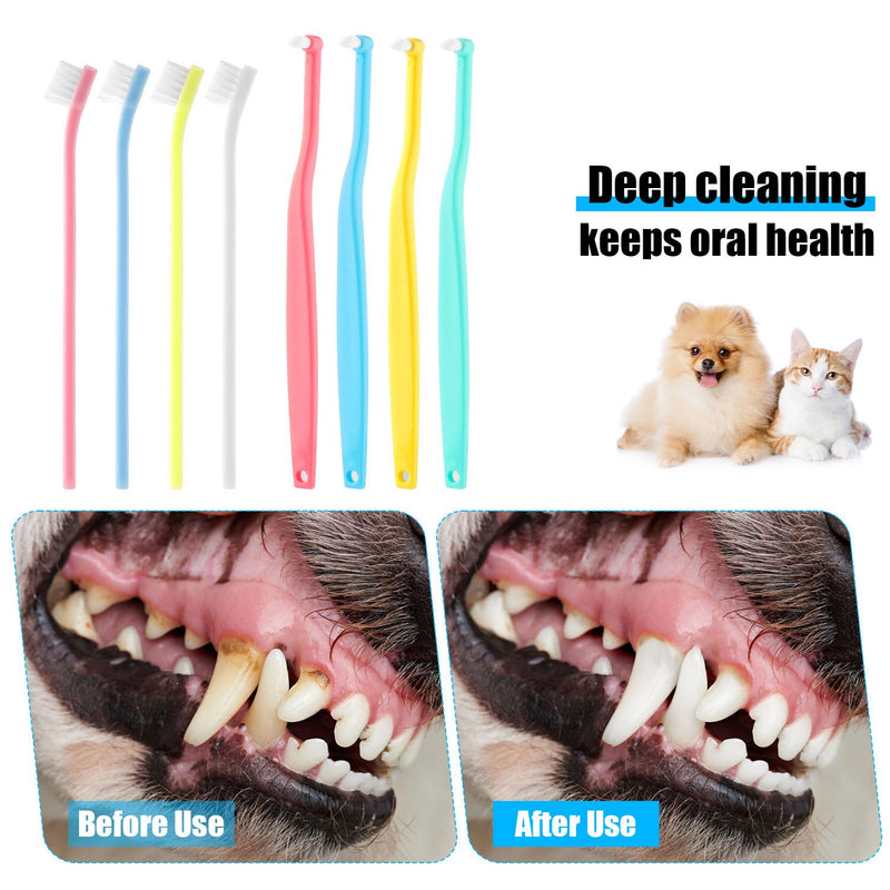 8pcs Small Dog & Cat Toothbrush, 2 Styles Soft Bristle Kitten Teeth Cleaning Brush Micro Head Pets Toothbrush Dental Care Supplies Accessories for Puppy Kitty Reduce Tartar Formation & Bad Breath - PawsPlanet Australia