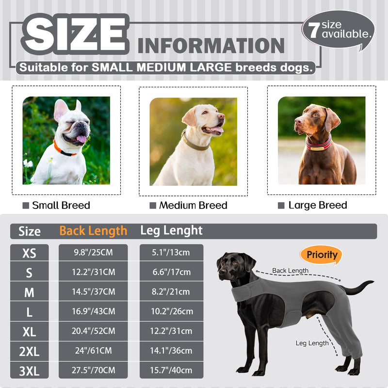 Recovery Suit For Dogs - Leg Surgery Recovery Suit, Lick Sleeve To Prevent Licking Bite, Avoids Wound Infection - 2XL XXL Grey
