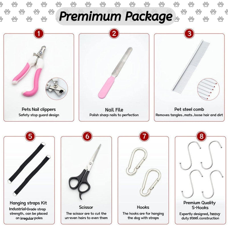 Pet Grooming Hammock for Multipurpose Use, 13 PCS Pet Grooming Kit for Cat & Dog Grooming, Dog Hammock with Nail Clippers/File/Scissors/Steel Comb for hairs, Dog Grooming Harness for Nail Trimming Large - PawsPlanet Australia