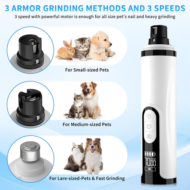 3-Speed Pet Nail Grinder,Professional Dog Nail Grinder with 2 LED Lights,Electric Nail Clippers for Cats and Dogs,Pet Paw Trimming and Grooming,2000mah USB Rechargeable for Small Medium Large Dogs - PawsPlanet Australia